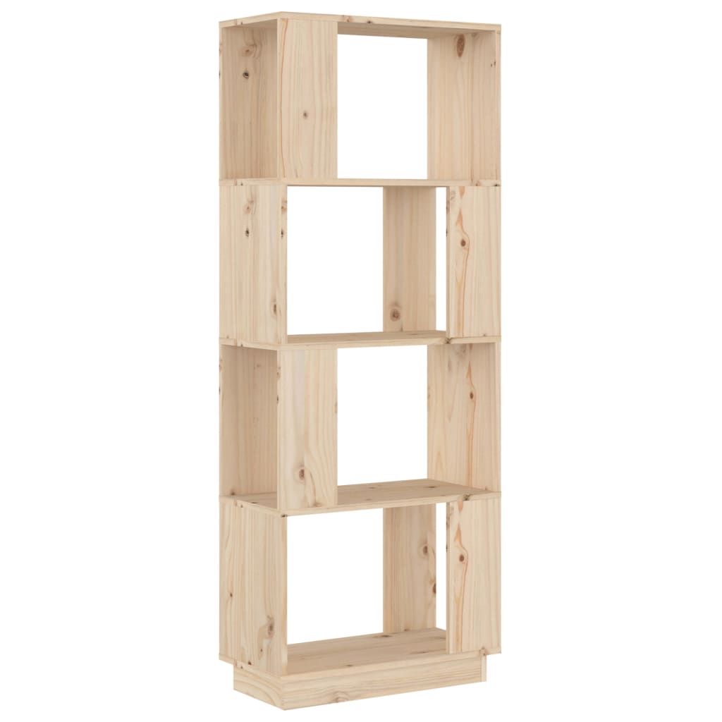 vidaXL Estantería/divisor de espacios madera maciza pino 51x25x132 cm Natural, Blanco, Gris Mueble Almacenaje Estantería para Oficina, Estudio, Dormitorio Estantería/Librería/ mueble de Almacenamiento