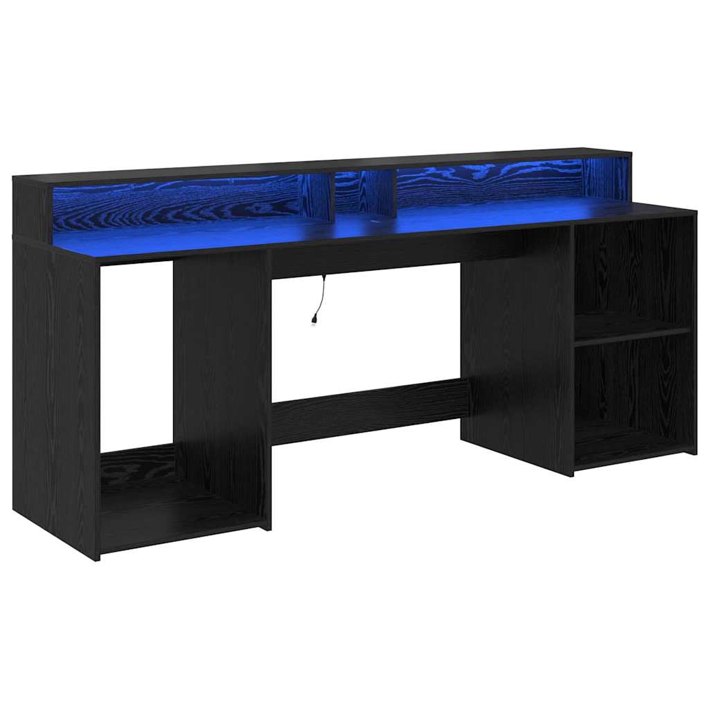 vidaXL Escritorio Roble negro 200 x 55 x 91 cm Madera contrachapada