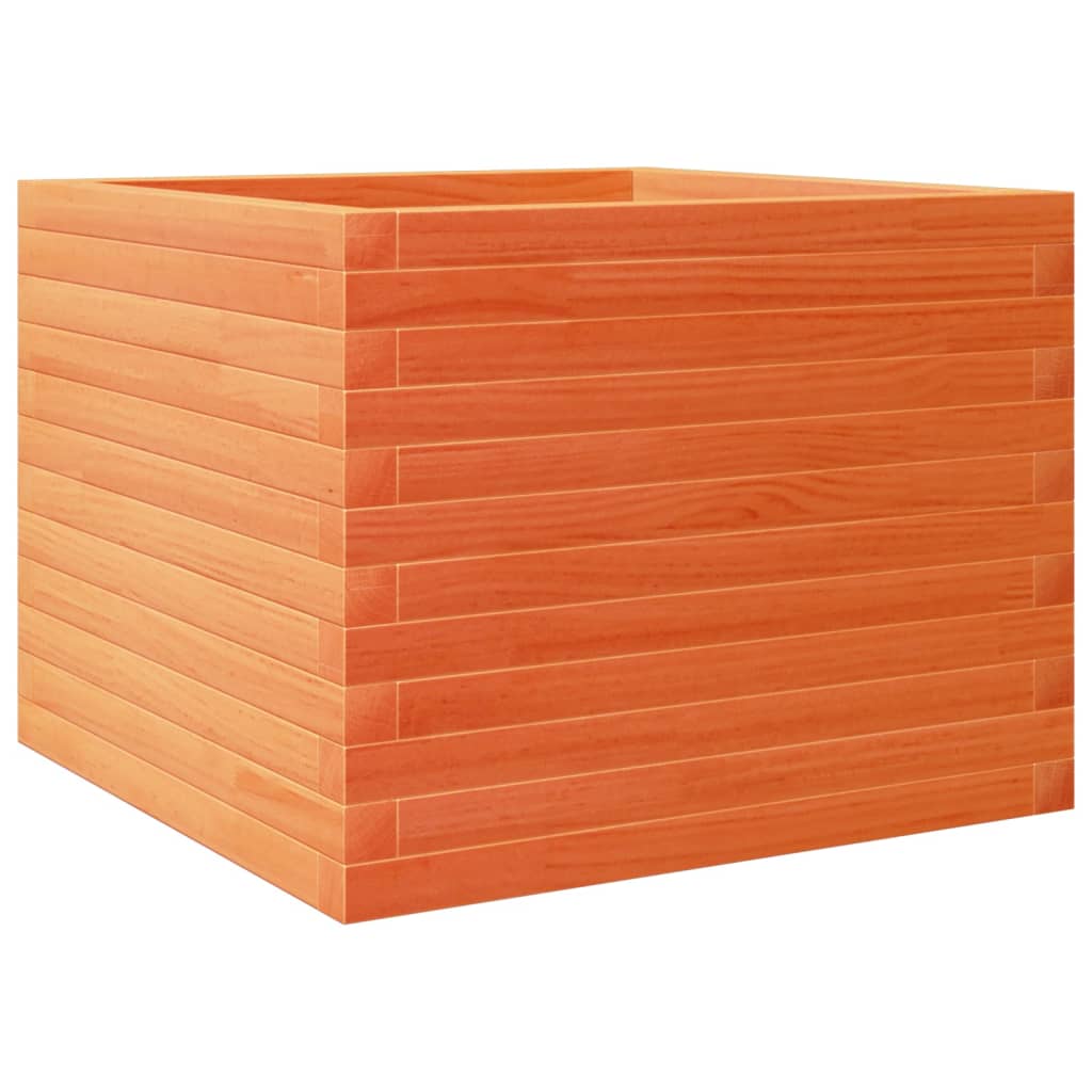vidaXL Jardinera de madera maciza de pino cera 60x60x45,5 cm Color Pino natural,  Blanco,  Marrón cera y mas