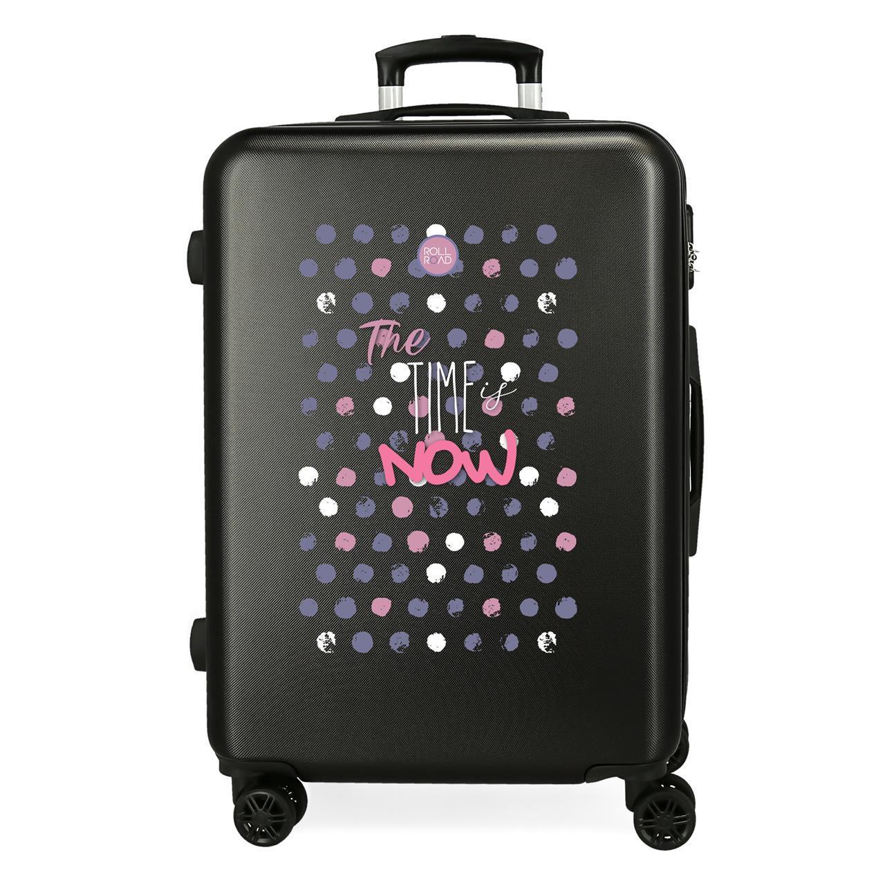 Maleta mediana Roll road The time is now negro 65x46x23cm