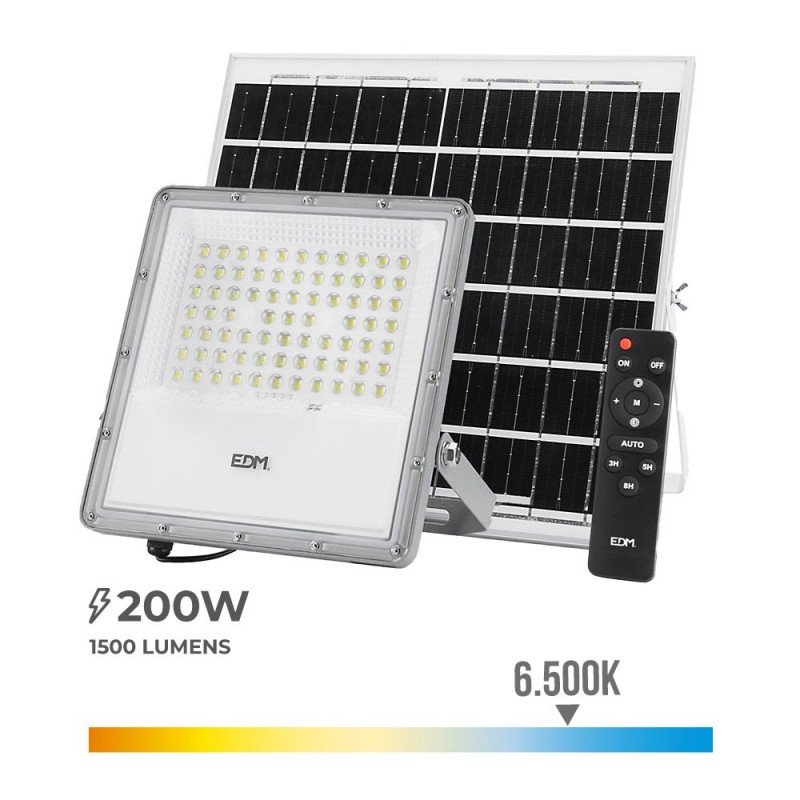 EDM 31855 Foco proyector led solar 200W 1500Lm - Envío desde ESPAÑA 24/48h.