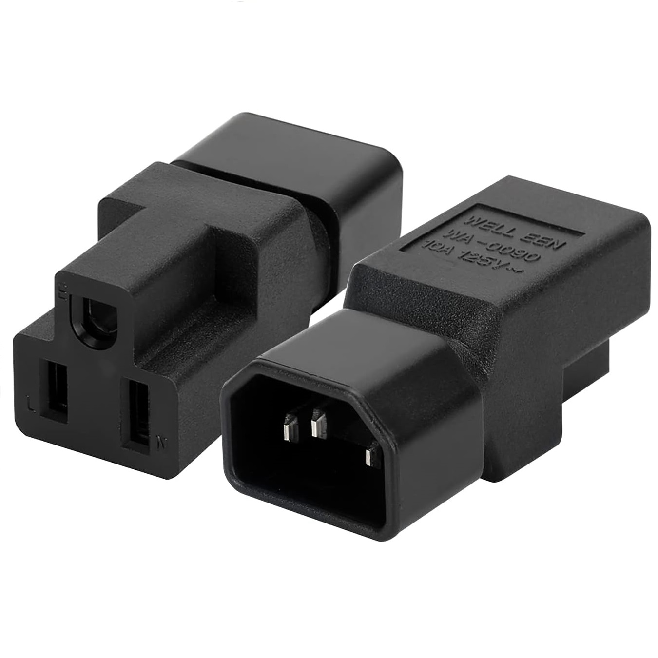 CABLEPELADO Adaptador alimentación C14 Macho a Nema 5-15R, Convertidor de Enchufe C14 a NEMA 5-15R, Adaptador de Enchufe C14 a NEMA 5-15R, Voltaje: 250V Corriente 15A, PVC, Negro
