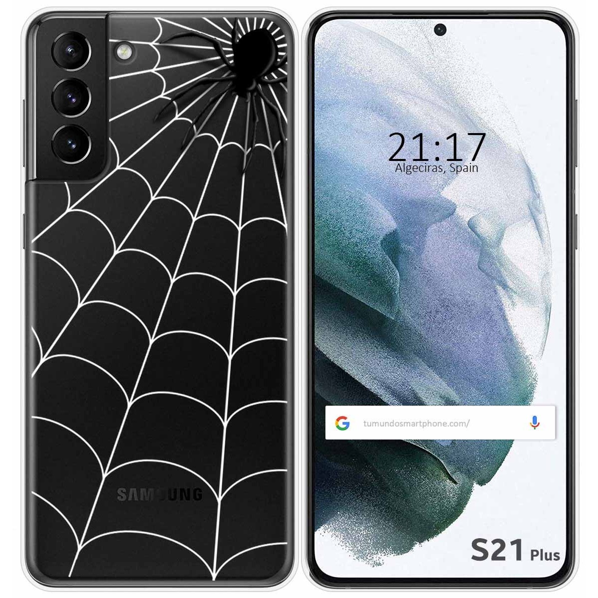 Tumundosmartphone Funda Gel Transparente para Samsung Galaxy S21+ Plus 5G diseño Araña Dibujos