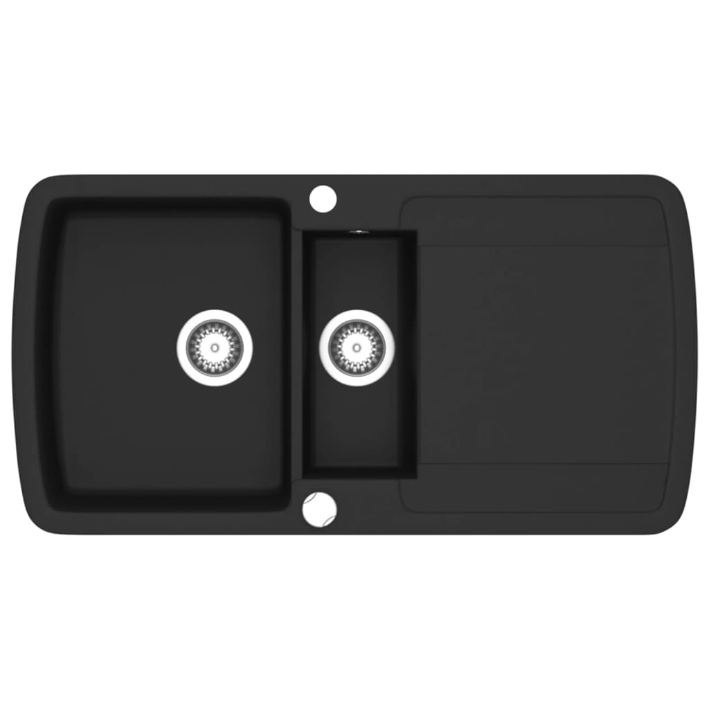 vidaXL Fregadero de Cocina 2 Seno Granito Lavadero Fregadero Lavabo Lavaplatos Color Gris,  Negro,  Blanco y mas