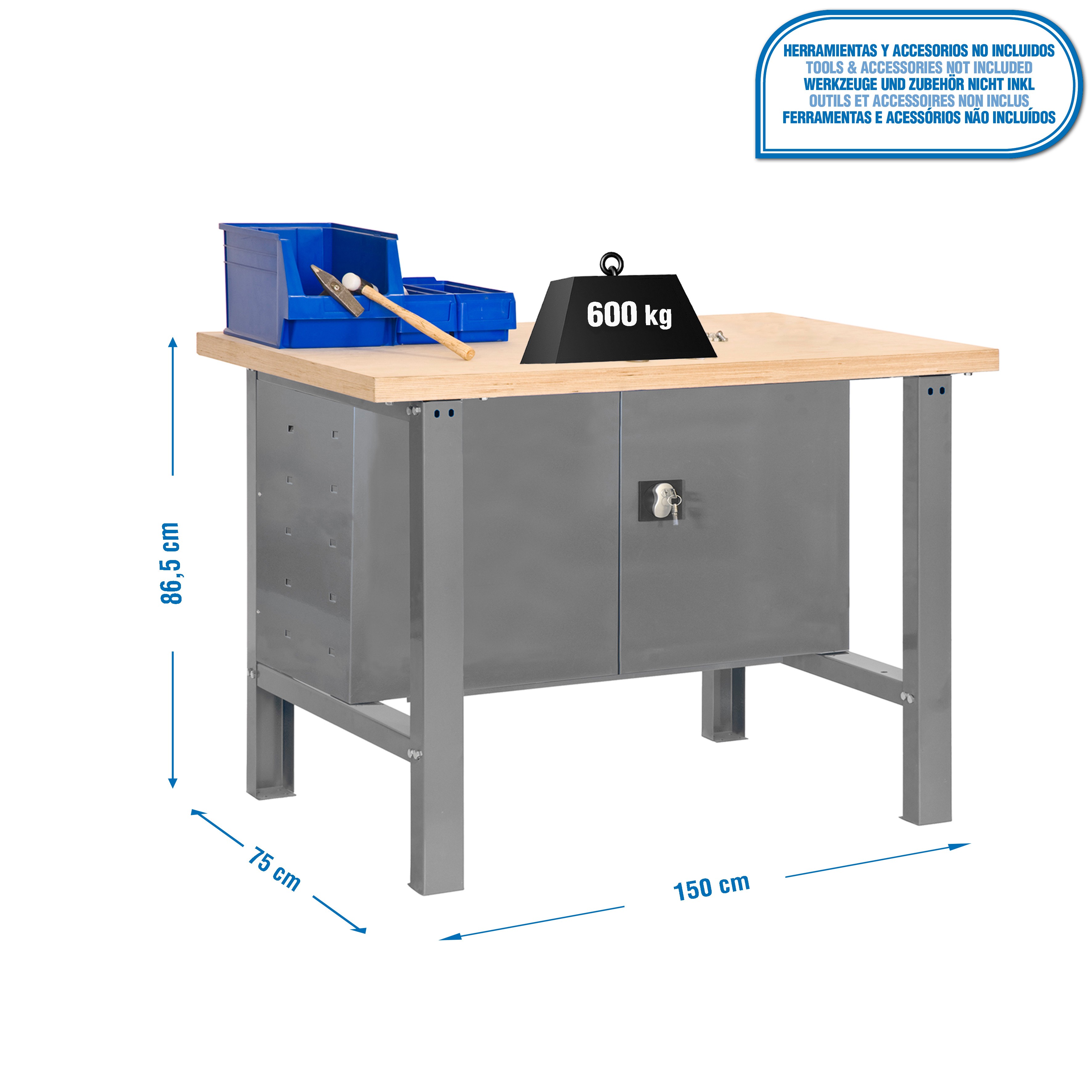 Mesa de Trabajo SIMONRACK Simonwork bt6l mdf cabinet 1500 gris/madera