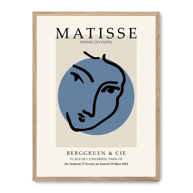 Cuadro matisse art 30x40cm, Póster impreso en papel de primera calidad de 180gr, montado sobre marco de madera MDF acabado roble., Arte - Pintores famosos - Matisse