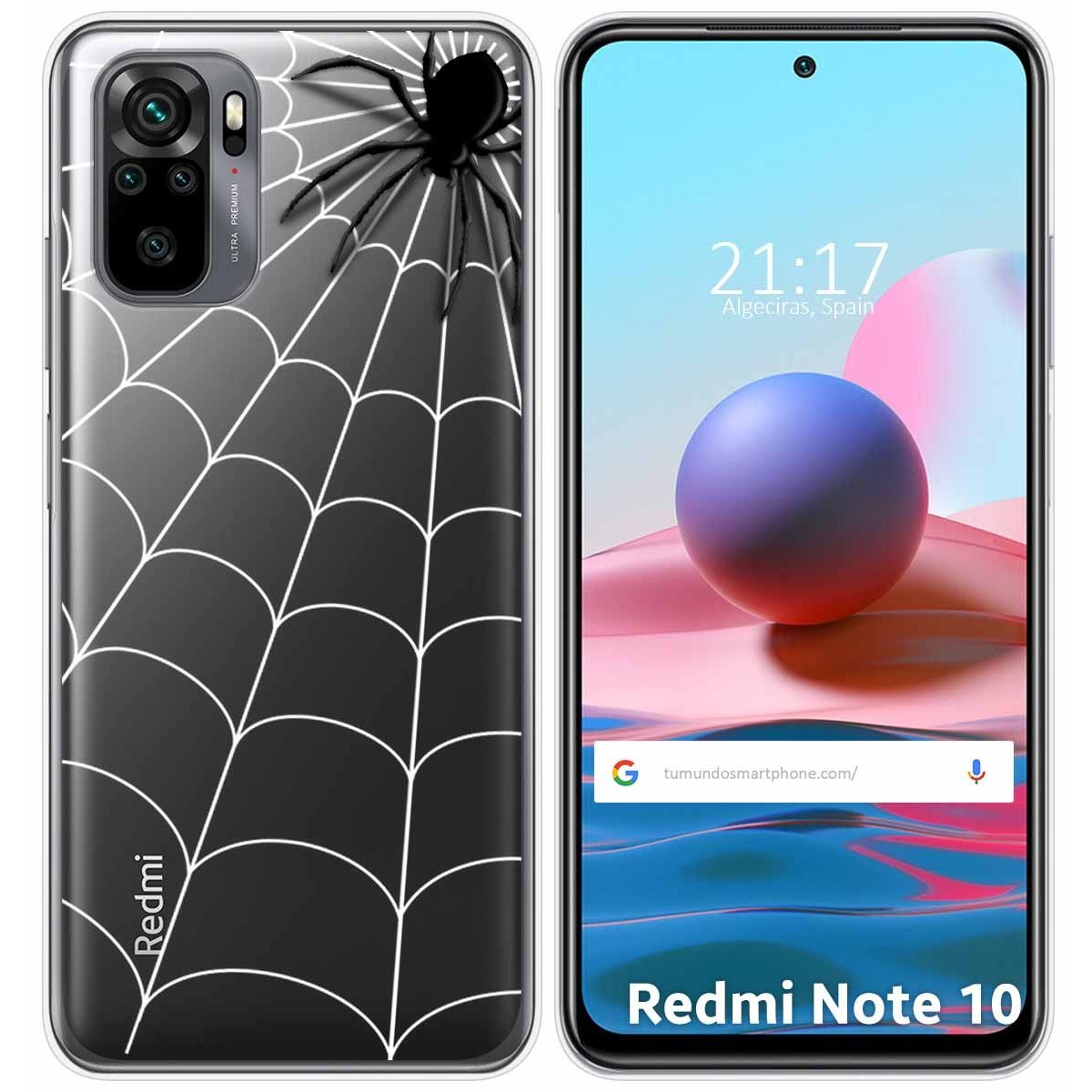 Tumundosmartphone Funda Gel Transparente para Xiaomi Redmi Note 10 / 10S diseño Araña Dibujos