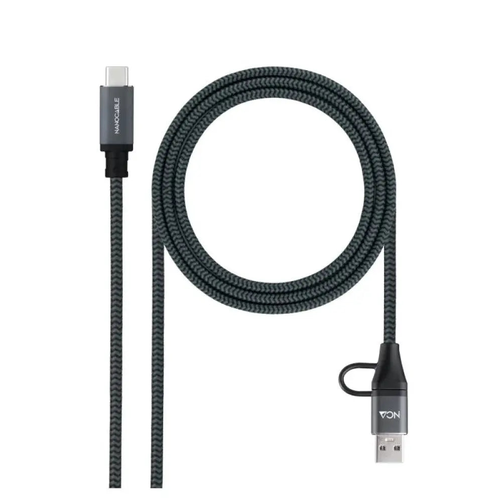 Cable USB Nanocable 10.01.4113-COMB 3m USB 3.2 Gen2x2 20Gbps 100W Algodón Gris/Negro