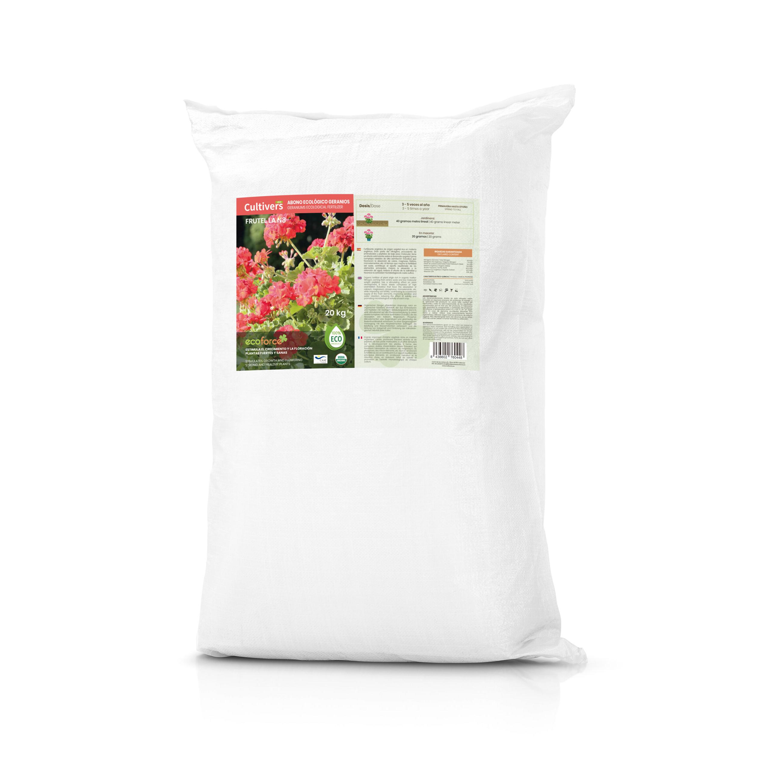 CULTIVERS Abono Geranios Ecológico 20 kg