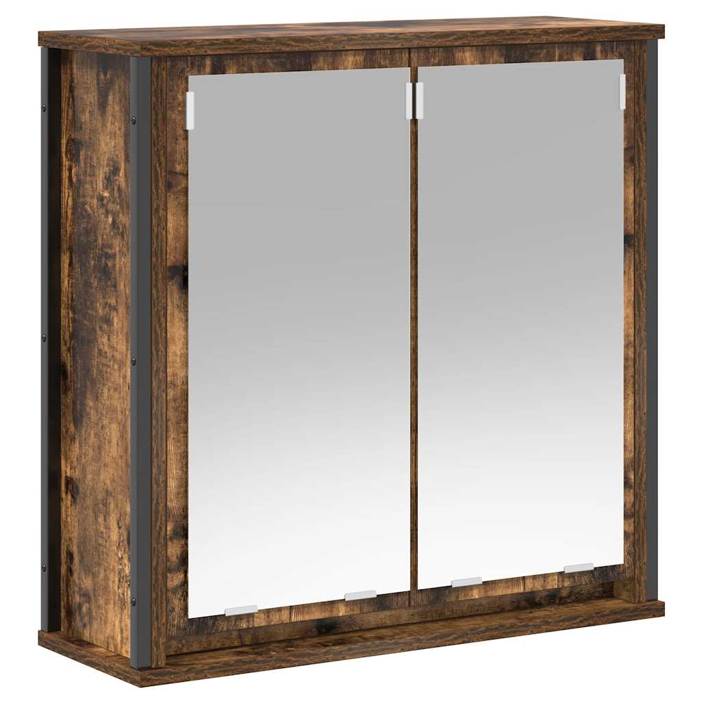 vidaXL Mueble de baño de pared con espejo roble ahumado 60x21x60 cm