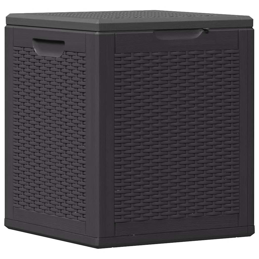vidaXL Caja de almacenaje para jardín 90L PP negra ratán en color Negro/Gris