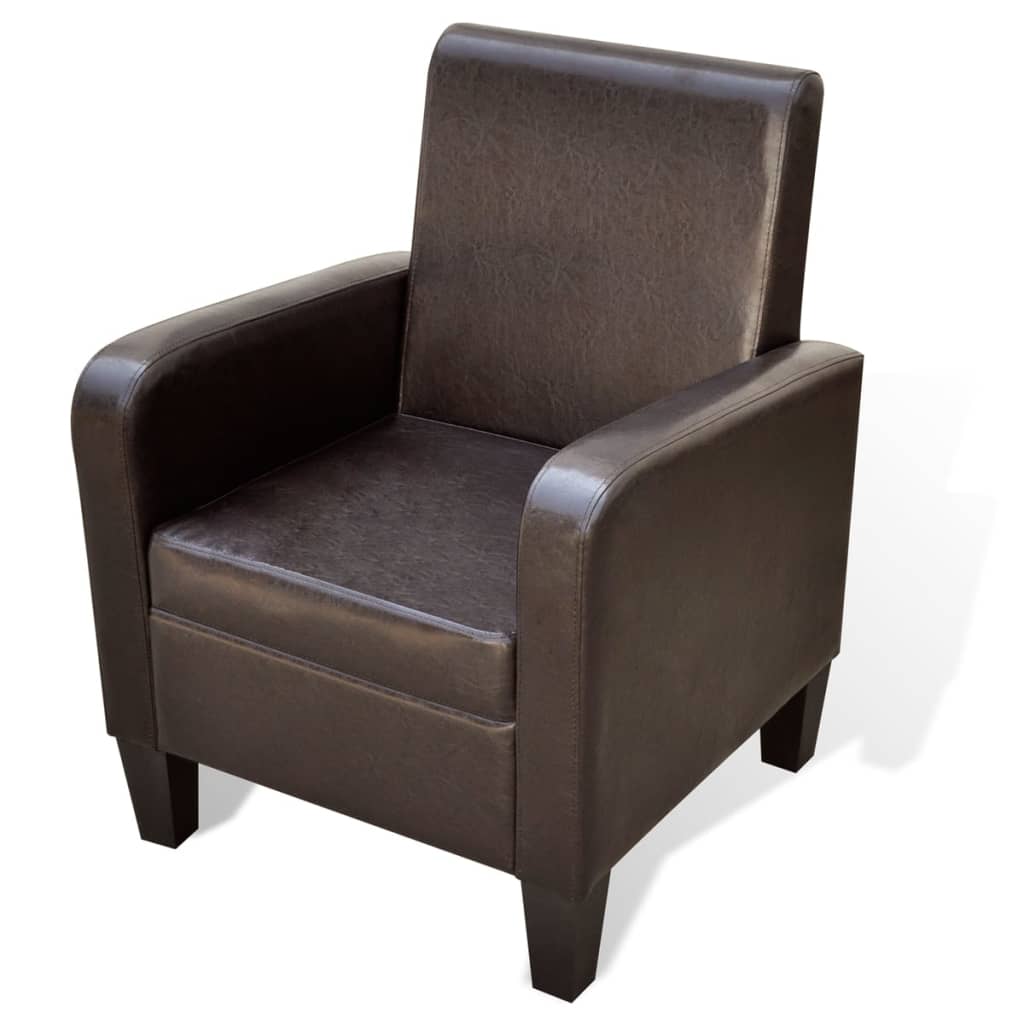 vidaXL Sillón de cuero sintético Marrón, Negro, Sillon Dormitorio Sillon Comodos Silla Relax Sillón Sofá