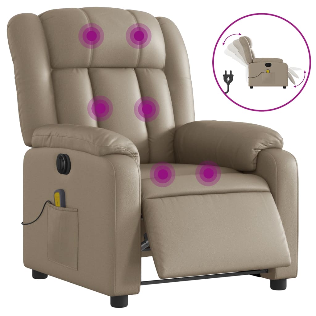 Sillón de Masaje Eléctrico Reclinable Vidaxl - Negro, Crema, Marrón
