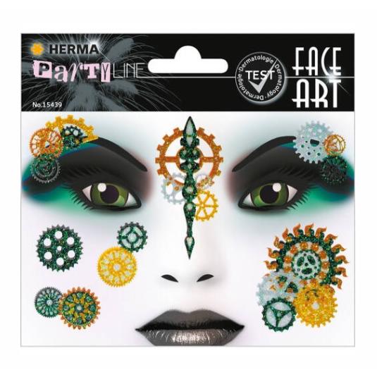 Pegatinas face art steampunk marie glittery foil