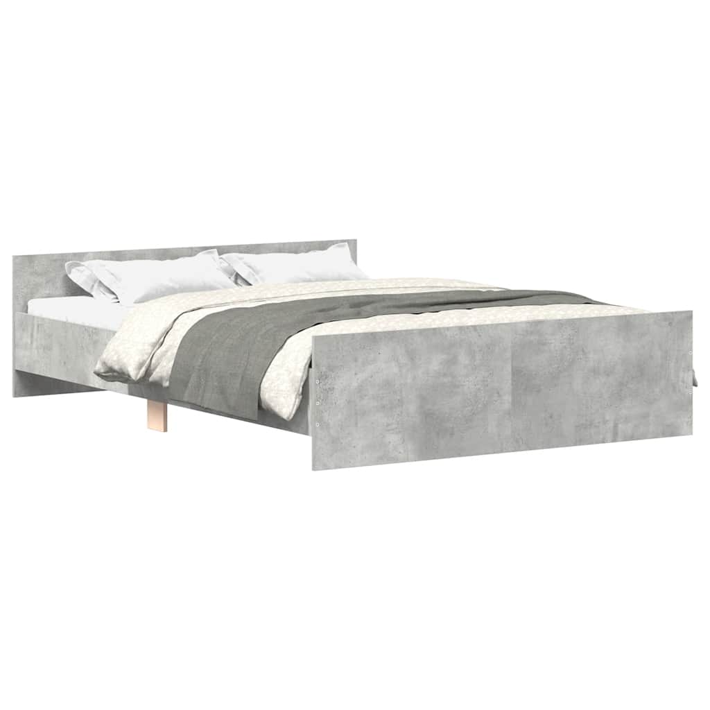 vidaXL Estructura de cama con cabecero piecero gris hormigón 150x200cm
