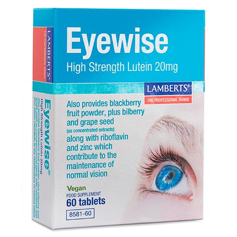 Eyewise con 20 mg de Luteína y mas como ayuda para la visión. Lamberts