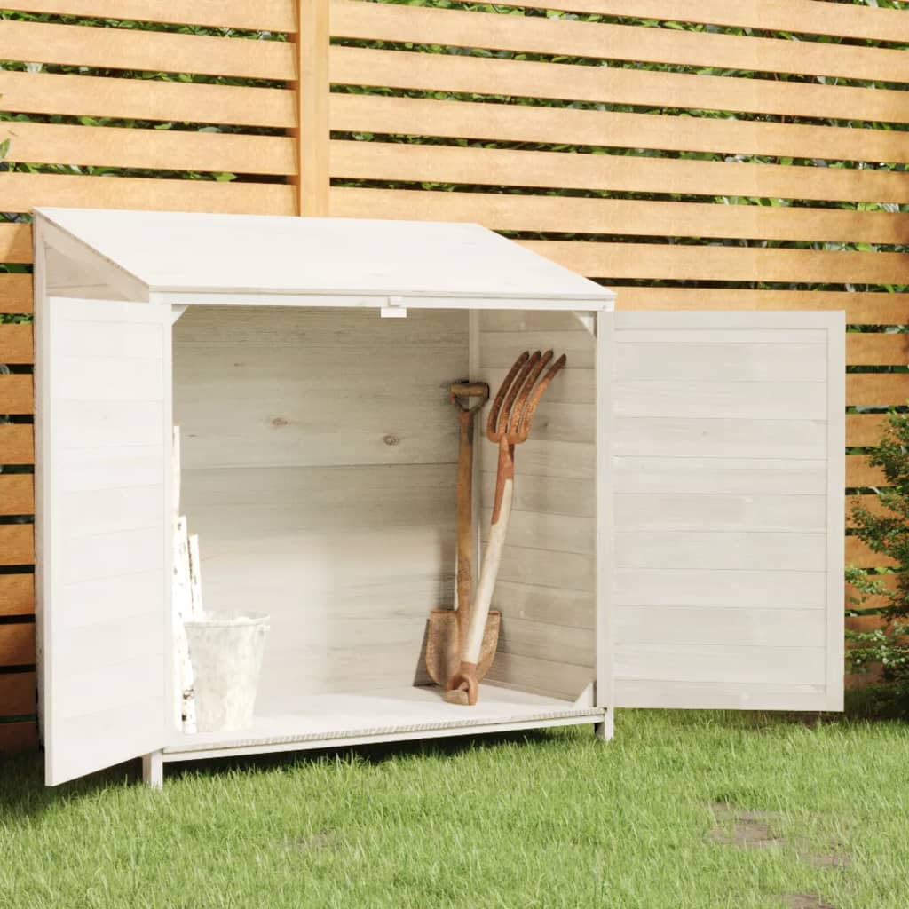 vidaXL Cobertizo de Jardín Madera Abeto Maciza Herramienta Exterior Color Antracita,  Natural,  Blanco y mas