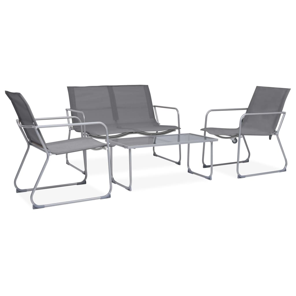 vidaXL Juego de muebles de jardín 4 piezas tela y acero gris