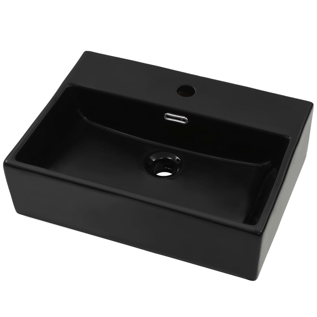 vidaXL Lavabo con orificio para grifo cerámica 51,5x38,5x15 cm