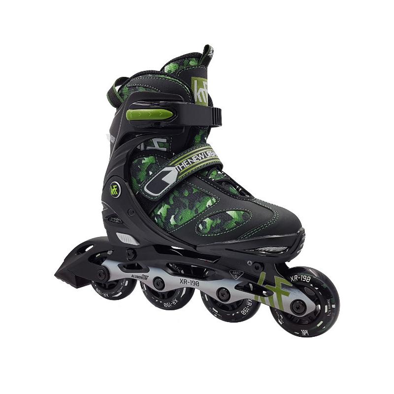 KRF The New Urban Concept Patín en Línea Ajustable XR-190 Camuflaje para Fitness con Ruedas 84A y Guía de Aluminio