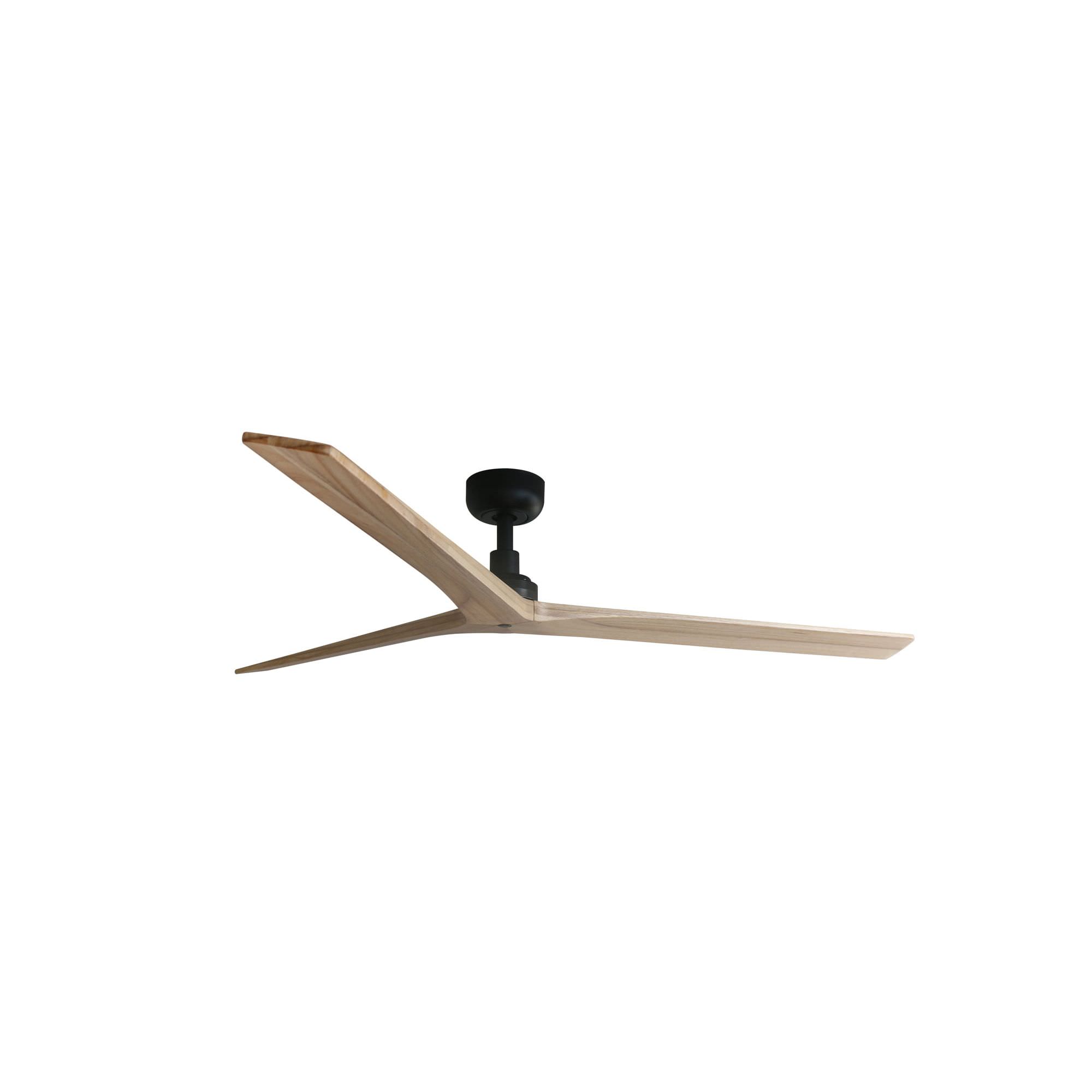 FARO Ventilador de Techo Klim L Ø1500mm en Negro con 3 Aspas en Madera de Roble Claro Diseno Moderno y Materiales Duraderos Ideal para Espacios Privados y Profesionales Modelo Klim L