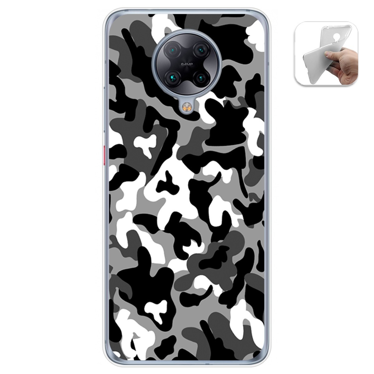 Tumundosmartphone Funda Gel Tpu para Xiaomi POCO F2 Pro diseño Snow Camuflaje Dibujos
