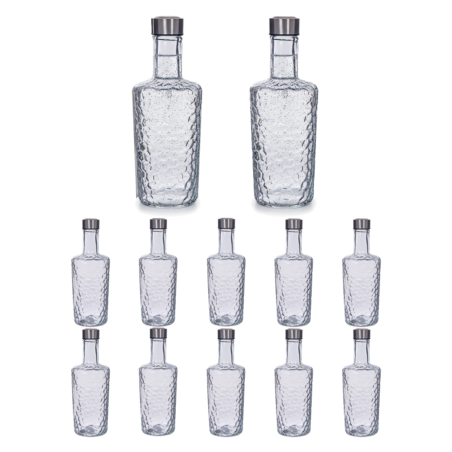 Botella de Cristal para Agua. Pack 6, 12 o 24 Botellas con Tapón de Acero. Botella Reutilizable, Grande, Transparente y Resistente. Apta para Nevera y Lavavajillas
