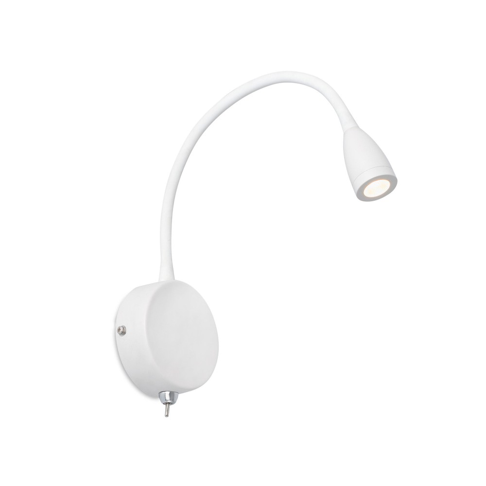 Lámpara de pared Faro Barcelona - Loke LED 3W con brazo - Aluminio y metal pintado, luz de lectura para dormitorio - Blanca