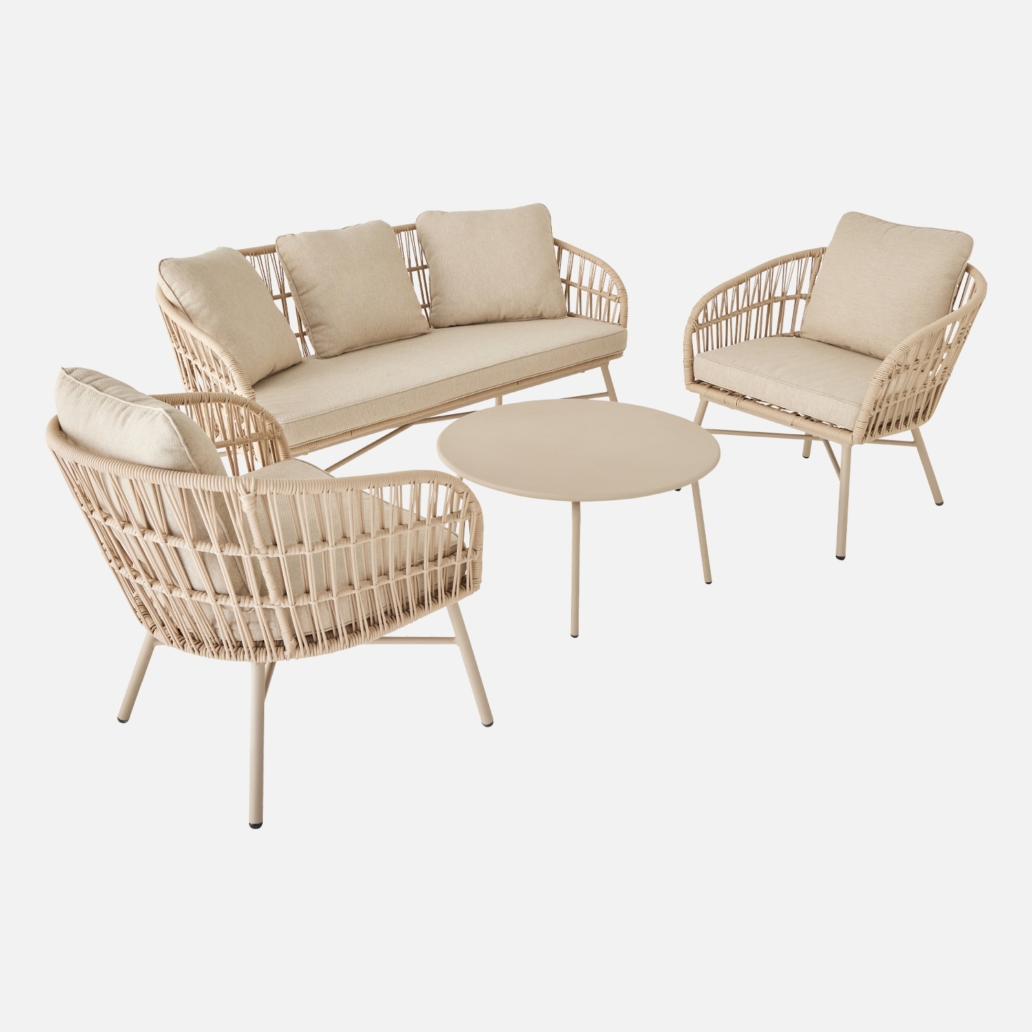 sweeek - Conjunto de jardín de cuerda, 4 plazas , Vatuo , 146x70x76