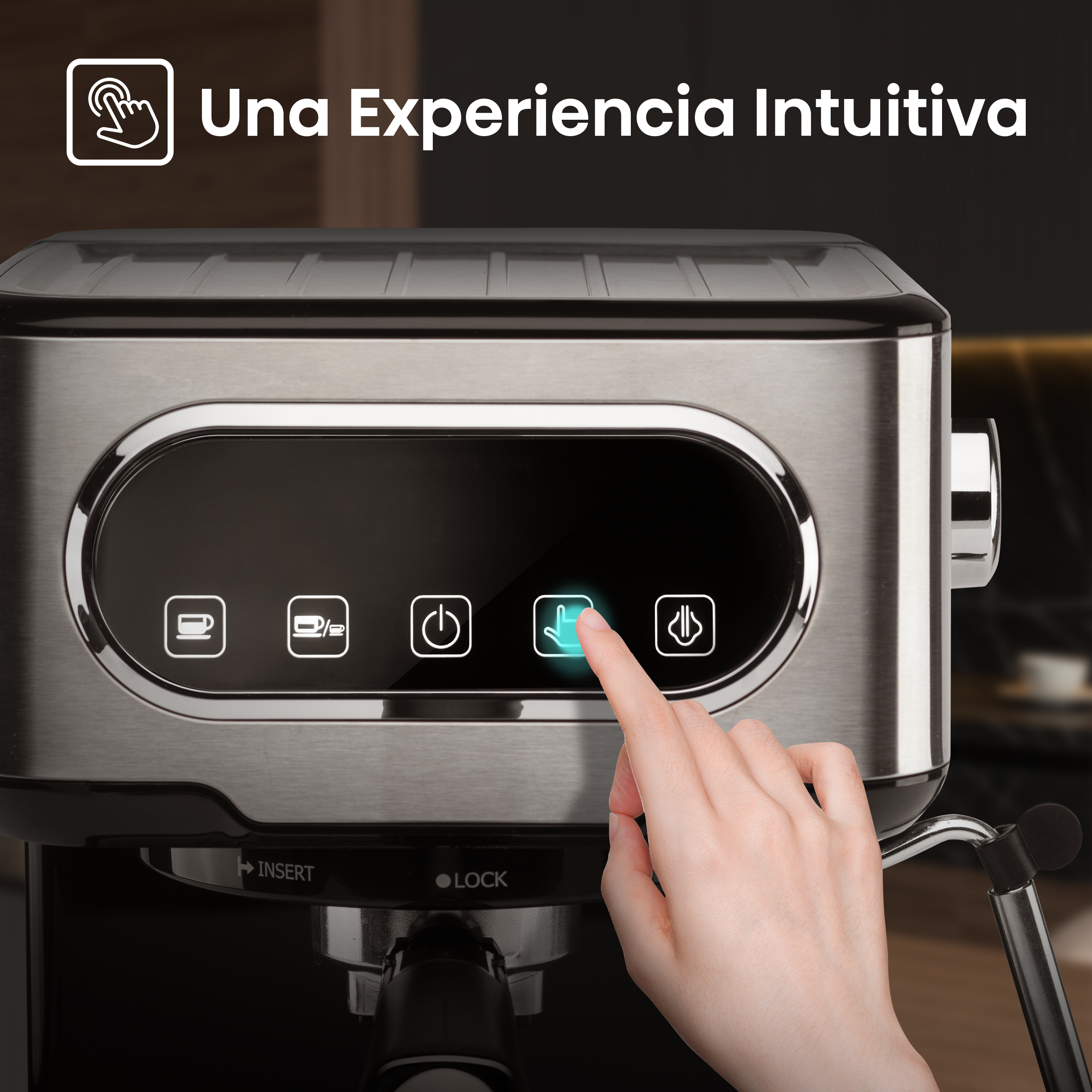 Hisense HESCM15DBK Cafetera Express Manual Espresso y Capuccino, espumador  de leche, Presión 15 bares, Depósito de 1,5L, Acabados en Acero inoxidable,  1100W