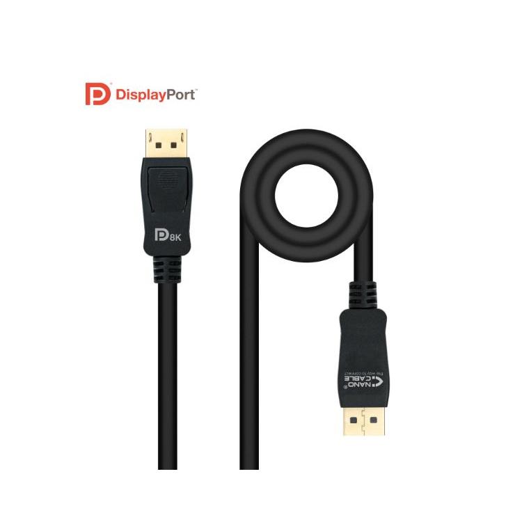 NANOCABLE 10.15.2501-L150 - Cable DISPLAYPORT 1.4, con Certificado VESA, Resolución de hasta 8K@60Hz, Color Negro, 1.5 Metros