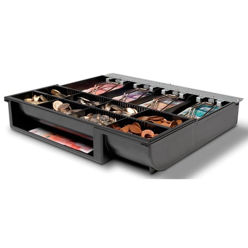 Safescan 4141T1 Gaveta ajustable para el cajón portamonedas - Gaveta caja dinero con 4 apartados para billetes y 8 para monedas - Compatible con cajas registradoras Safescan SD-4141 y HD-4141S