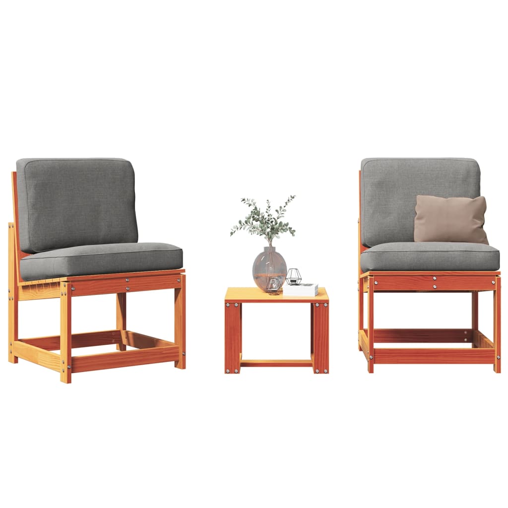 vidaXL Juego de muebles de jardín 3 piezas madera maciza de pino