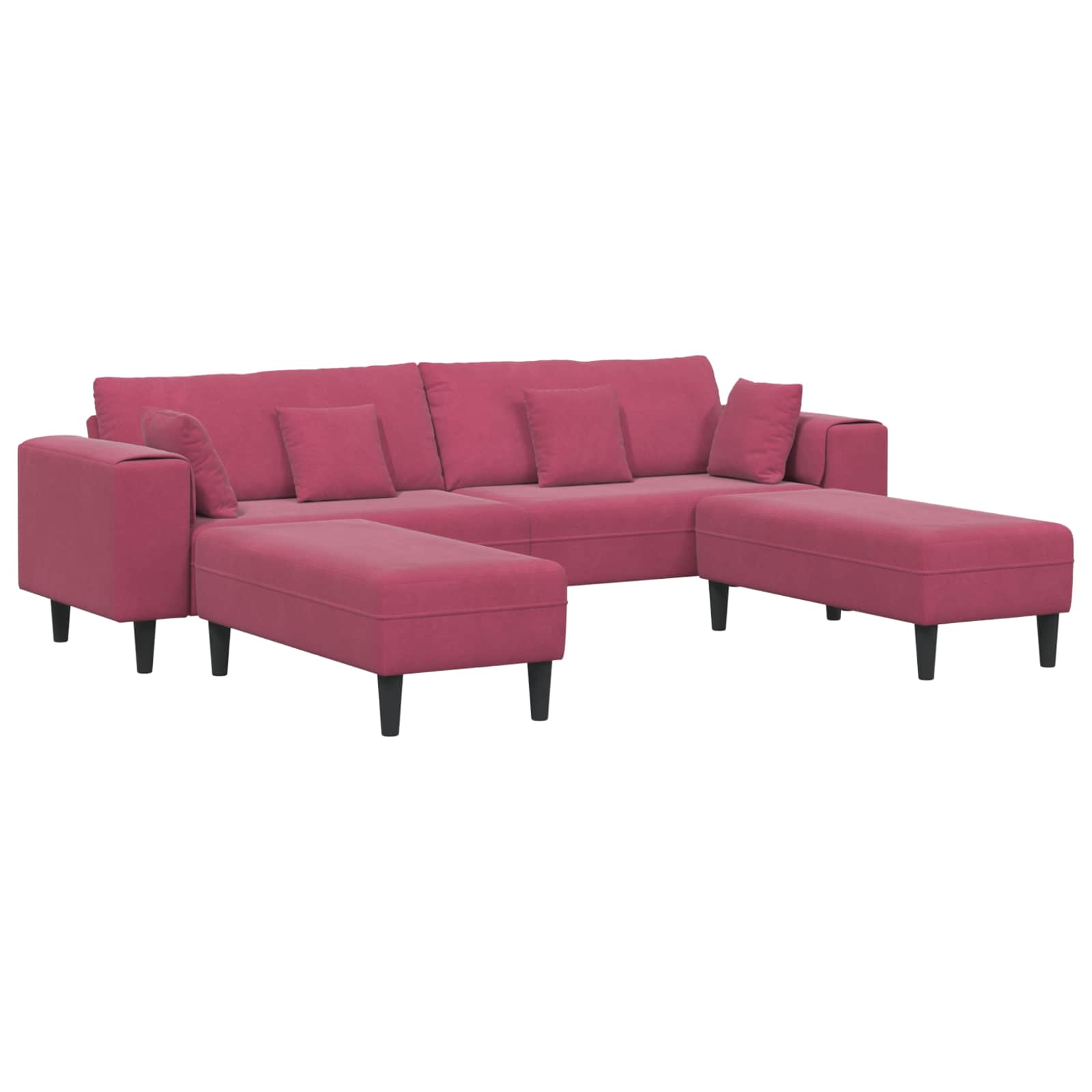 Sofá con cojín 3 pcs Rojo vino Terciopelo