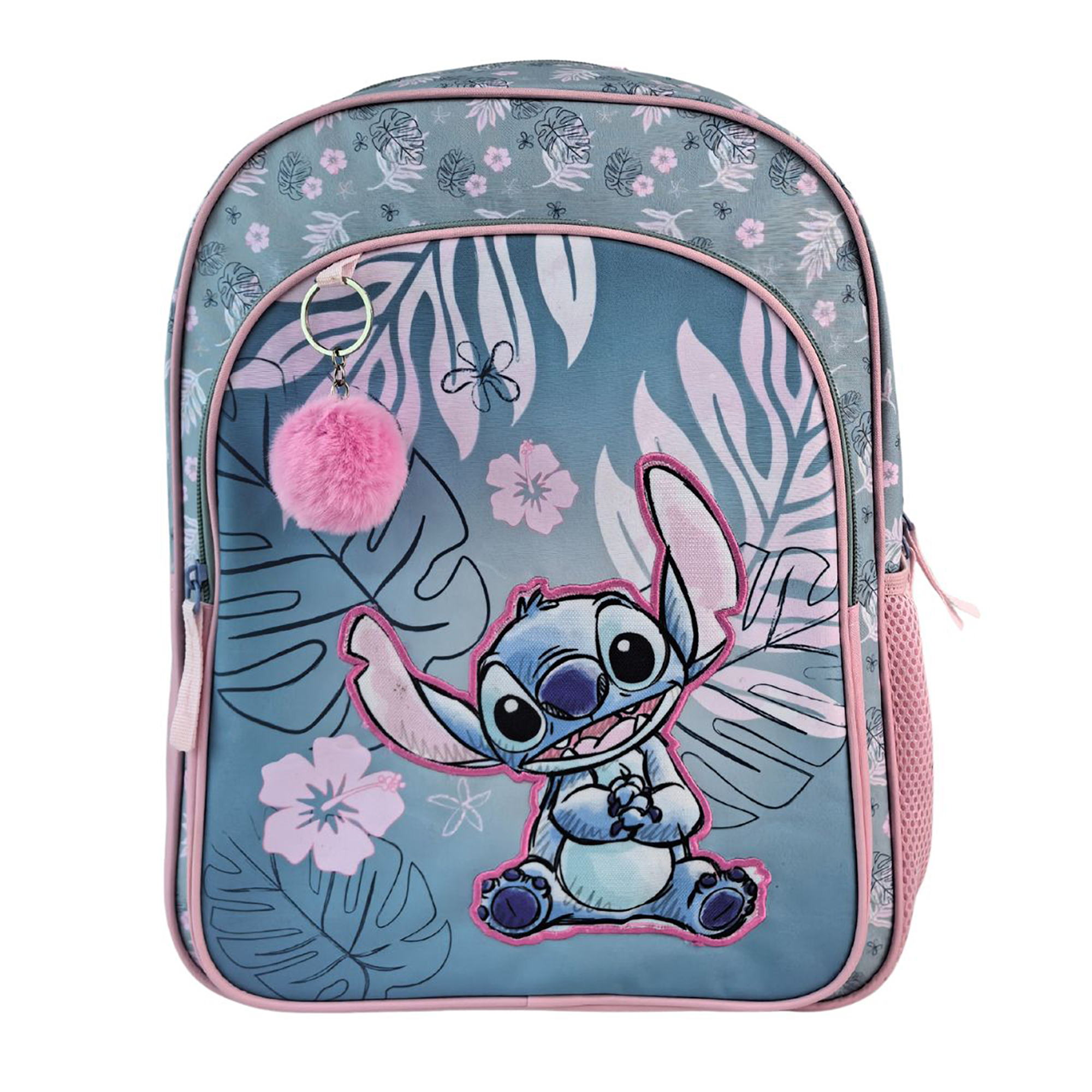 DAM. Stitch Pink Mochila Primaria con doble compartimento adaptable a carro. 30x20x44 cm.