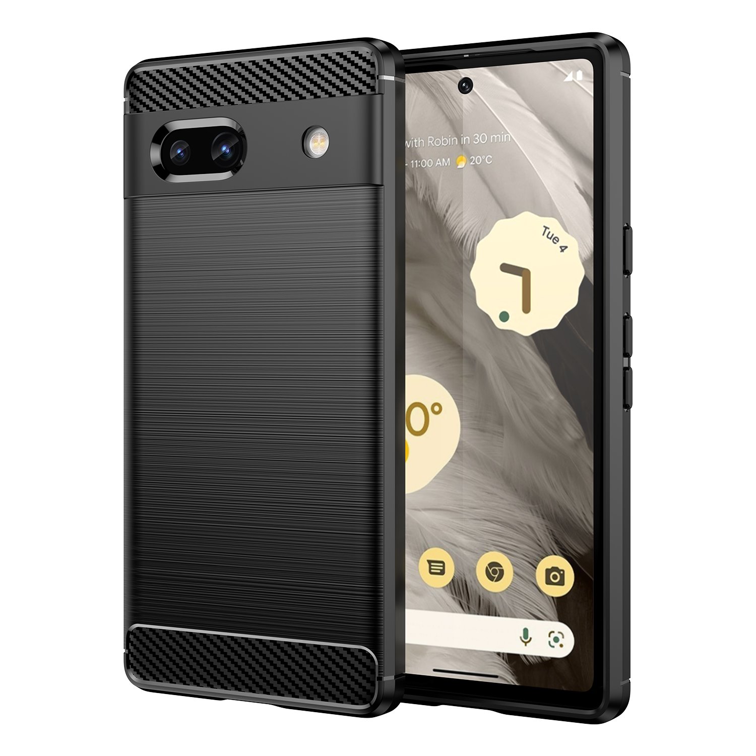 Funda para móvil Google Pixel 7A Carcasa Protectora Antigolpes Silicona Negra Diseño Fibra de Carbono Resistente Absorción de Choque [Compatible Carga Inalámbrica]