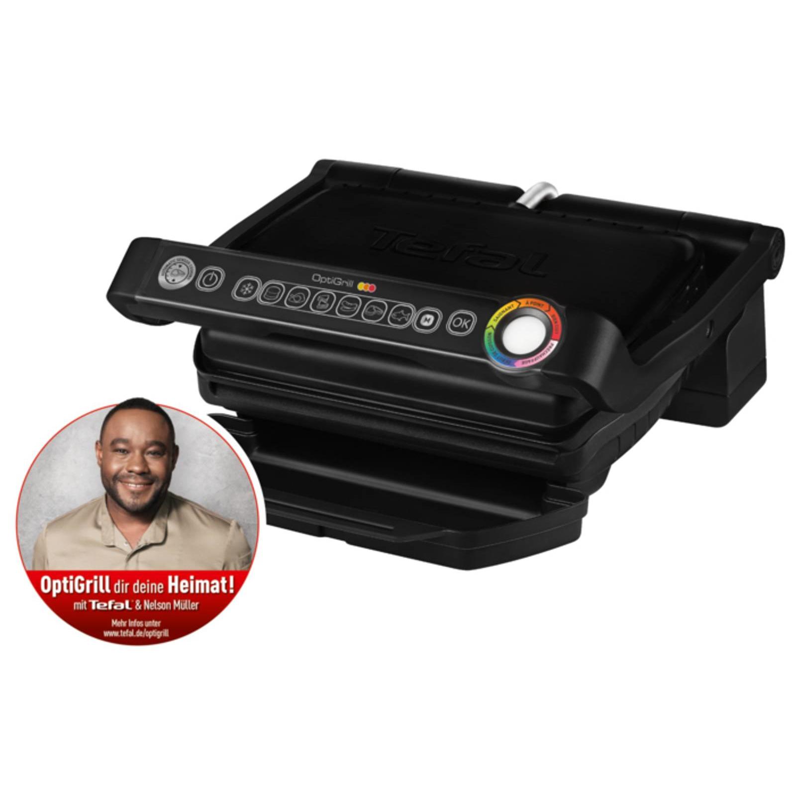 Tefal GC705816 electric contact grill, 2000W power, rectangular shape, black, perfect for indoor barbecue meals.