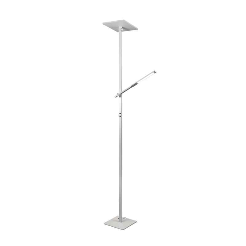 Ideal - Lámpara de pie LED de metal blanco H.180 cm Fabas Luce - 2 luces de 40W y 8W con LED integrado 3000K