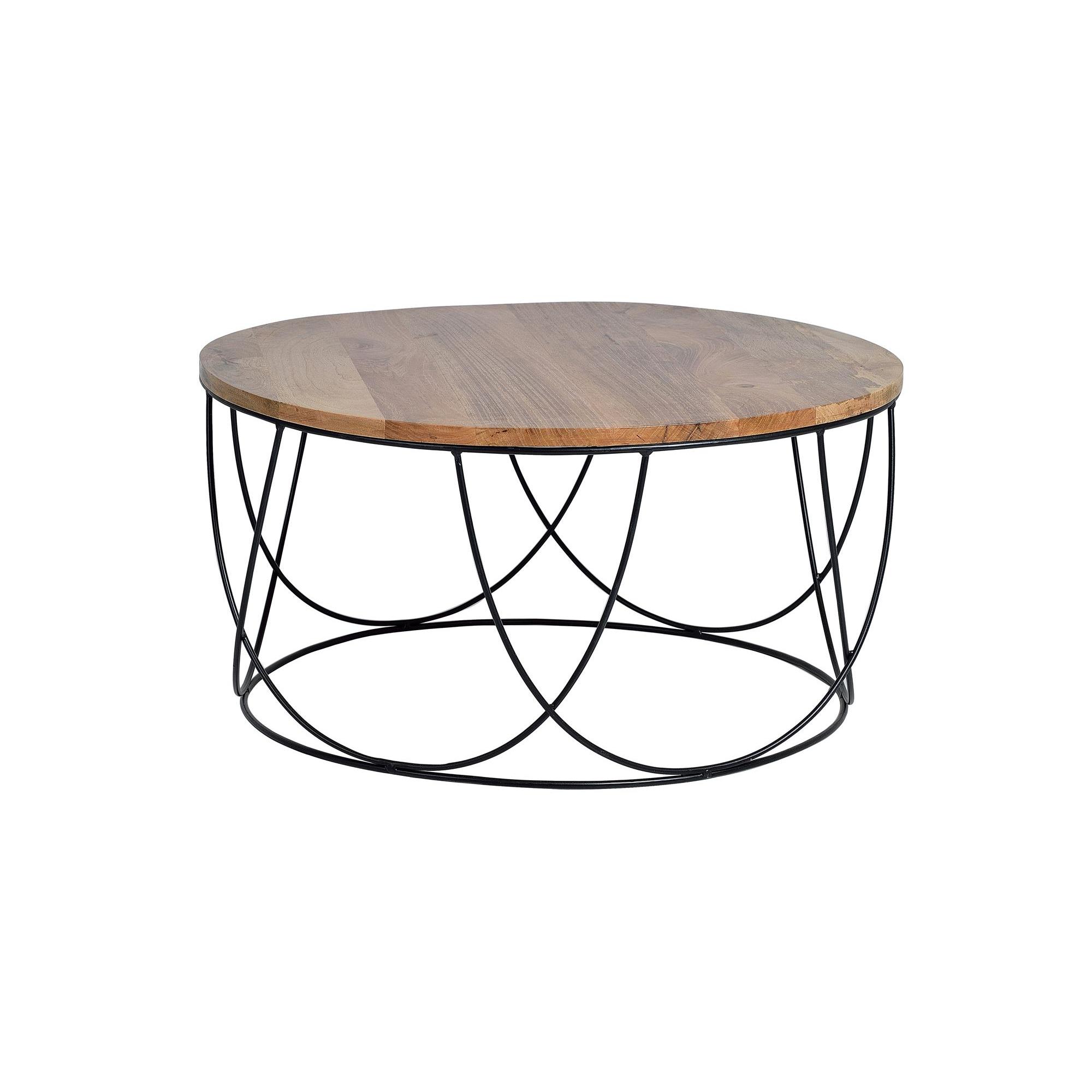 Mesa centro en madera natural y metal