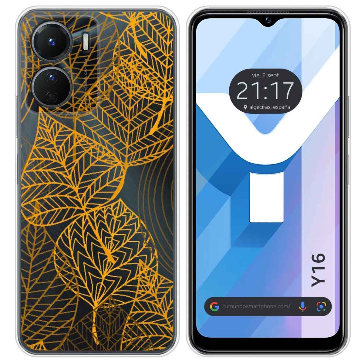 Funda Silicona Transparente para Vivo Y16 diseño Hojas Dibujos