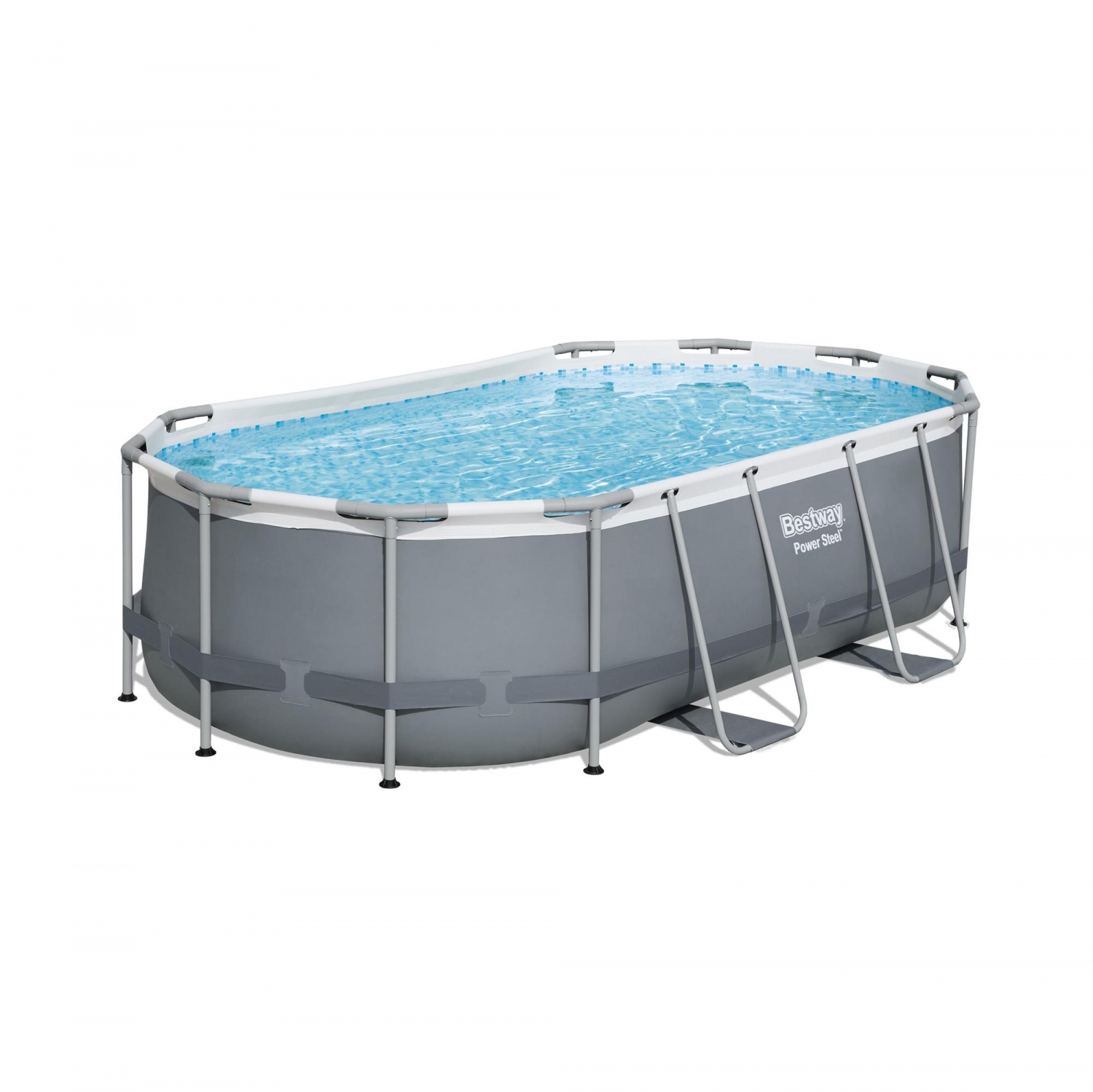 Piscina Tubular Oval 427x250x100 cm con estructura tubular de acero galvanizado resistente a la oxidación y paneles laterales de alta densidad fabricadas con Tritech™