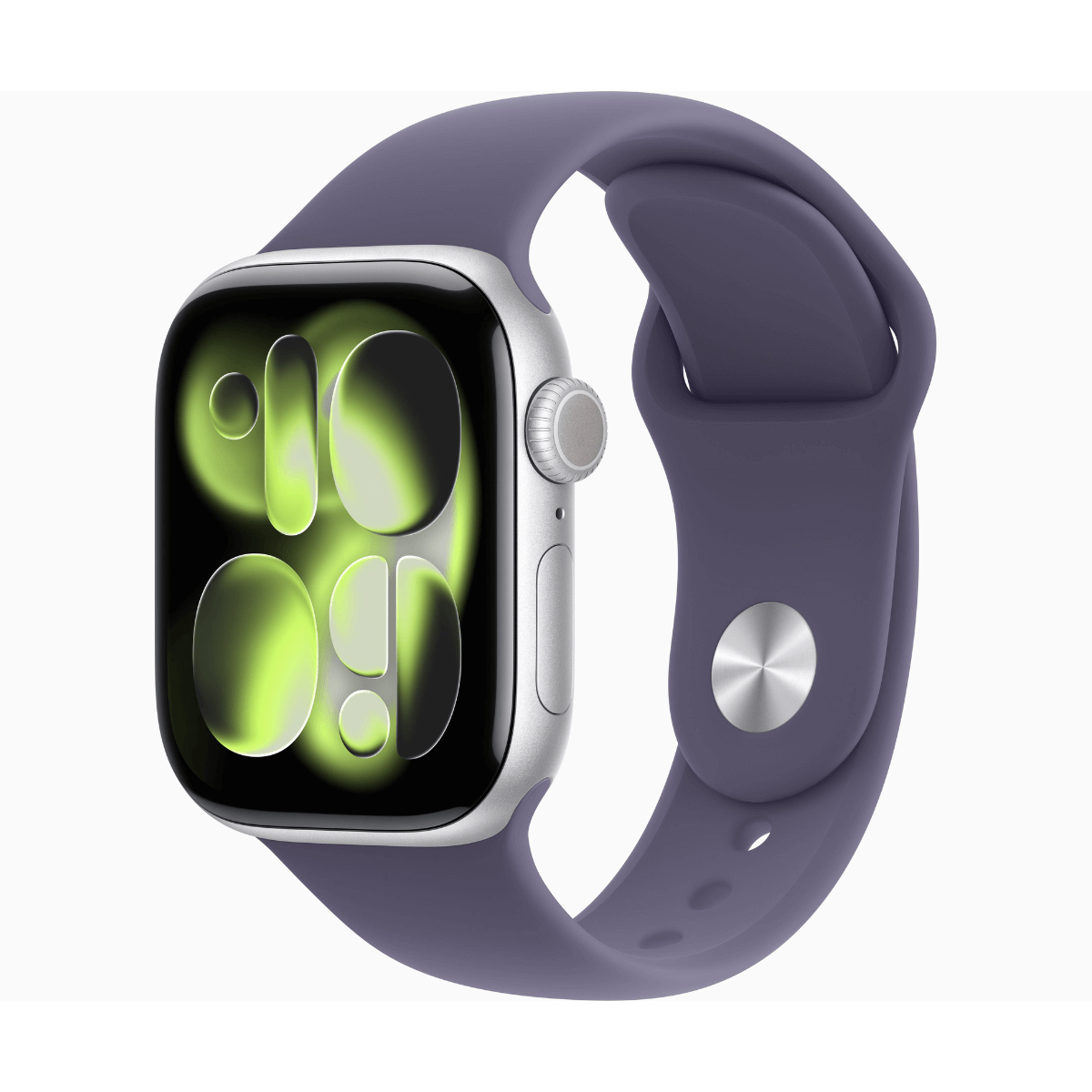 Apple Watch Series 11 GPS + Cellular 46mm Aluminio Plata y Correa Deportiva Morado Niebla (Purple Fog) - Talla M/L
