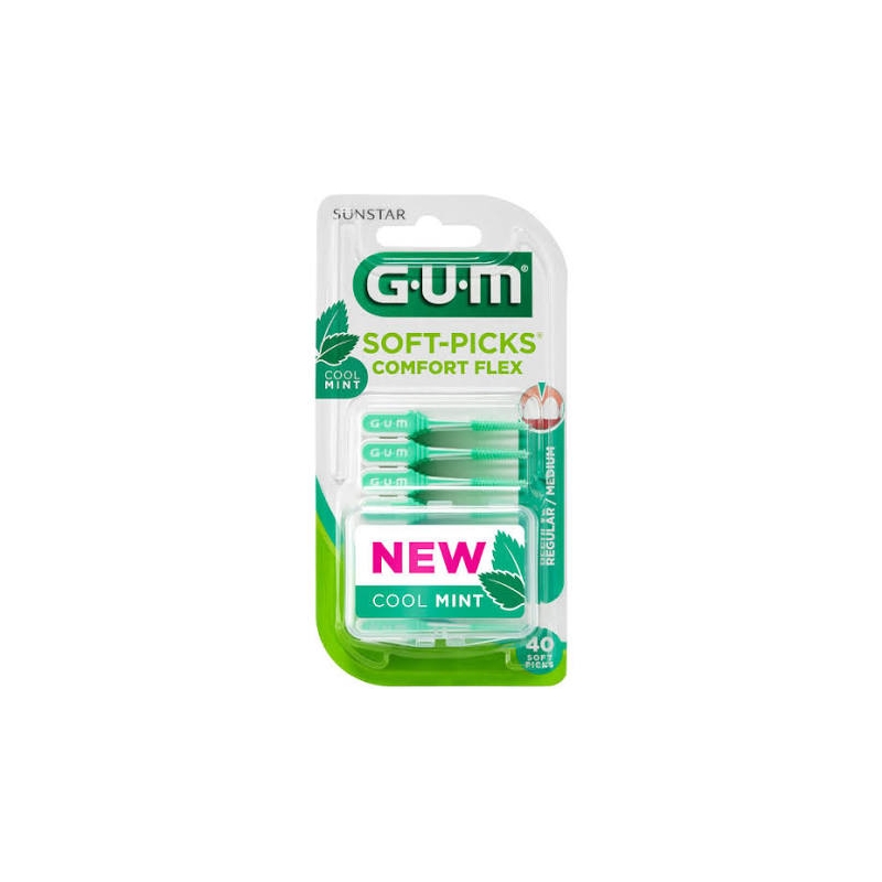 GUM SOFT PICKS COMFORT FLEX  COOL MINT MEDIUM 40 U