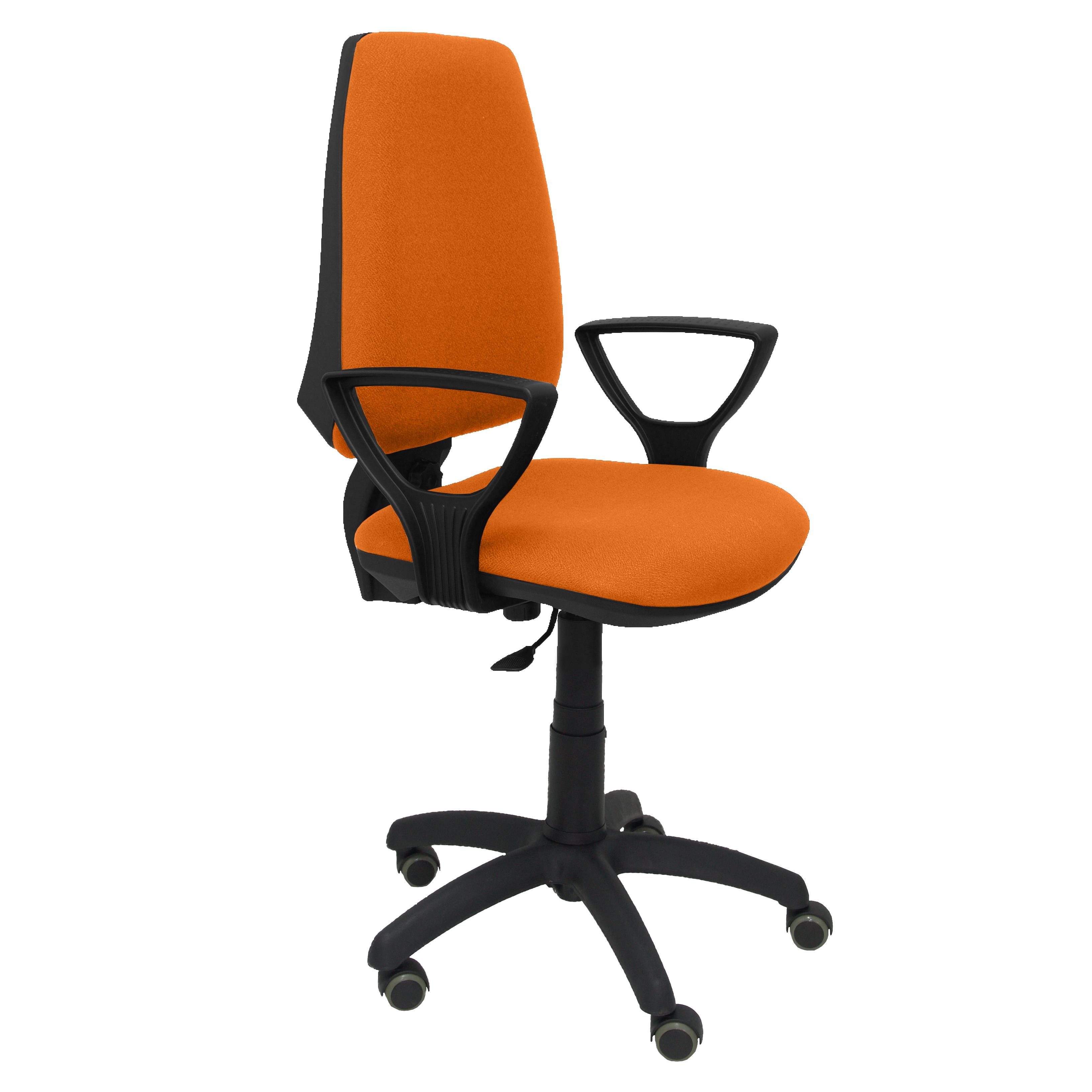 Silla de Oficina Ergonómica Piqueras Y Crespo BALI Naranja con Brazos Fijos y Ruedas de Parqué