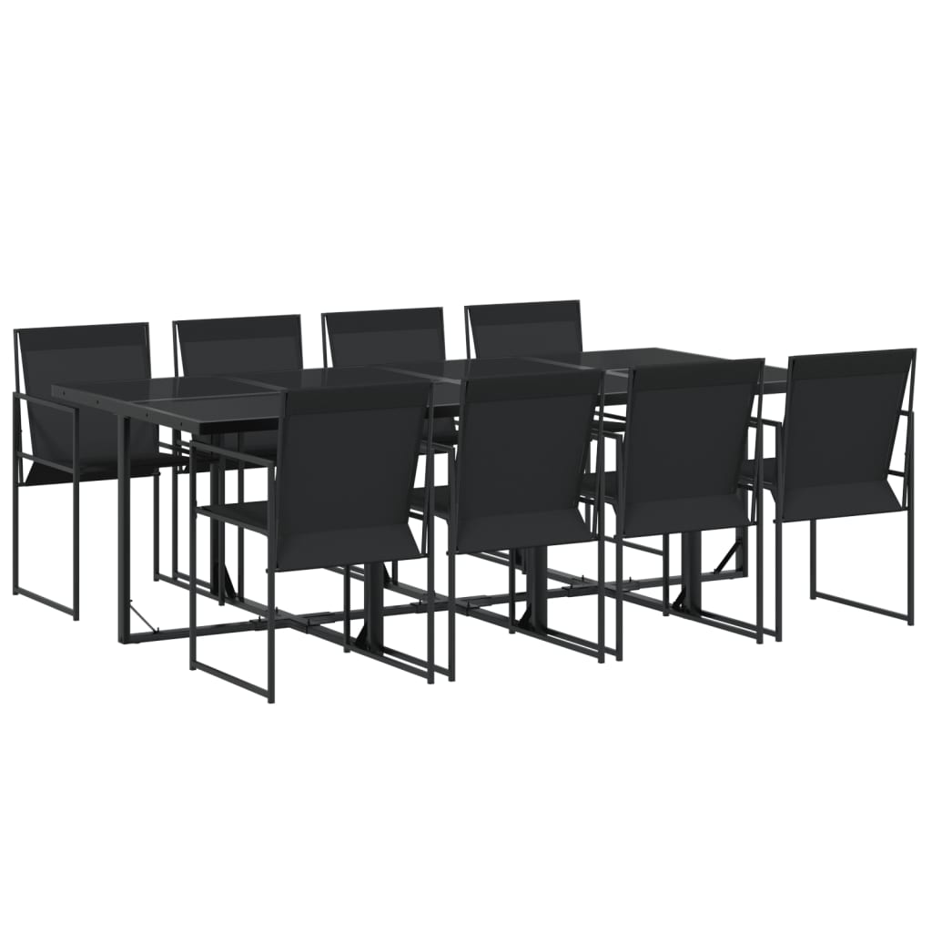 vidaXL Juego de comedor para jardín 9 piezas textilene negro