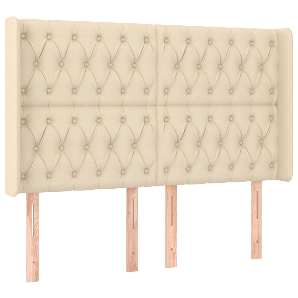 vidaXL Cabecero con orejas de tela color crema 163x16x118/128 cm