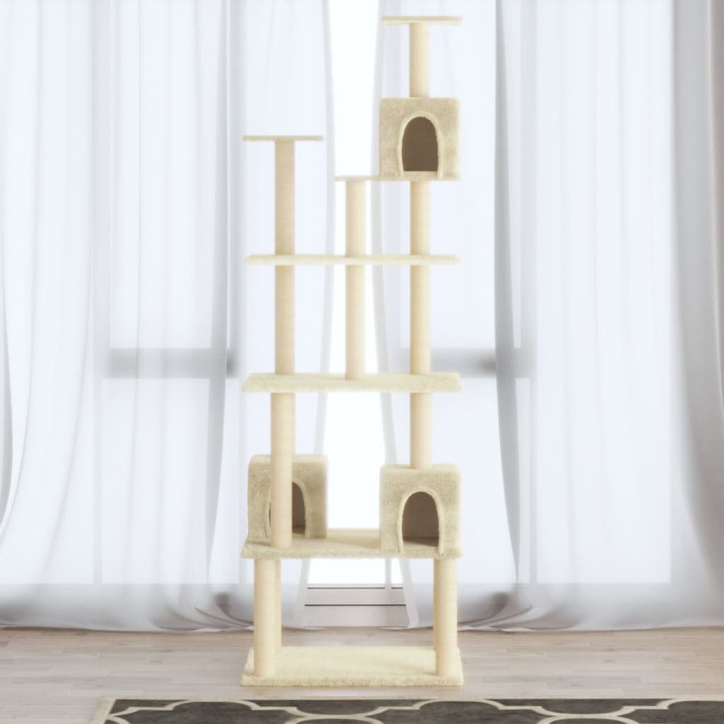 vidaXL Rascador para Gatos con Postes de Sisal 188 cm Mascotas Refugio Color Crema,  Gris claro, y mas