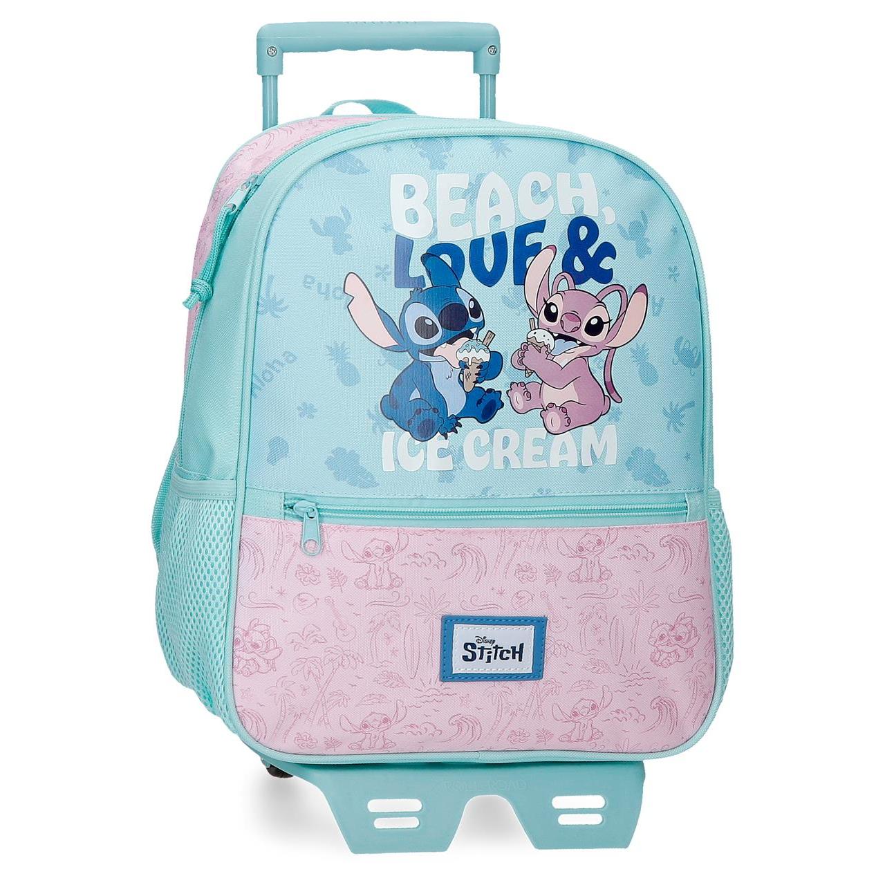 Mochila escolar con carro Stitch Beach & Love 27x33x11cm Turquesa