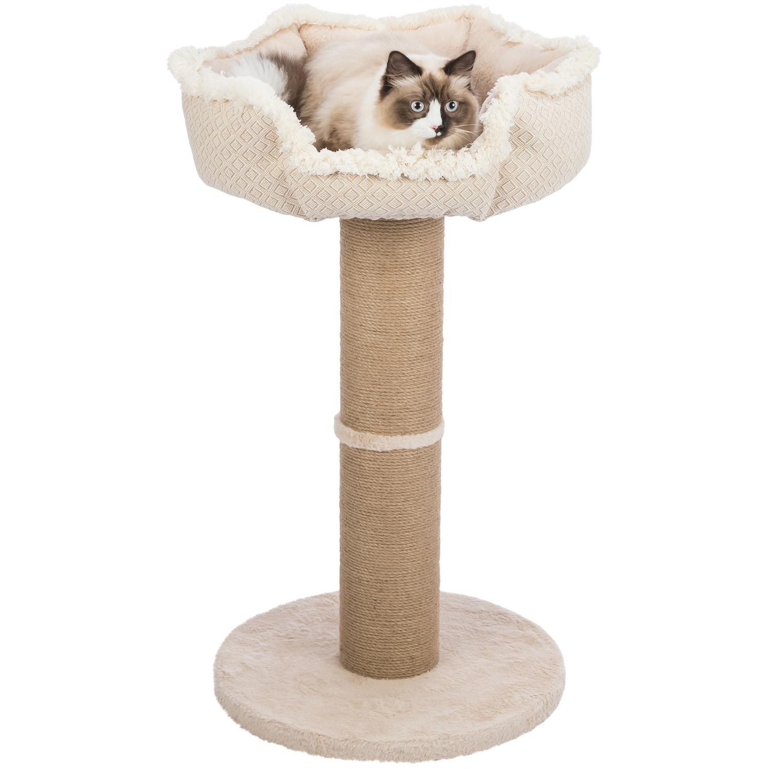 Trixie Rascador para Gatos Boho Beige de Yute y Tela Tejida con Cama Suave Extraíble