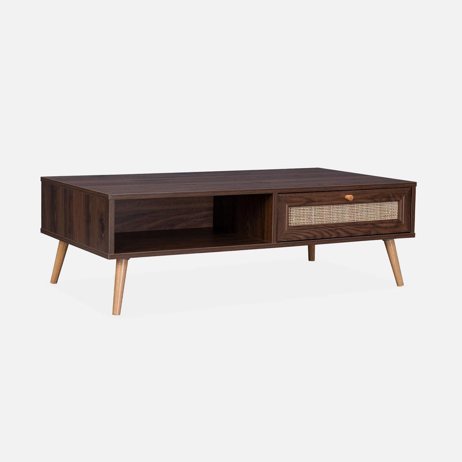 sweeek - Mesa de centro estilo escandinavo de caña , Boheme , 110x59x39